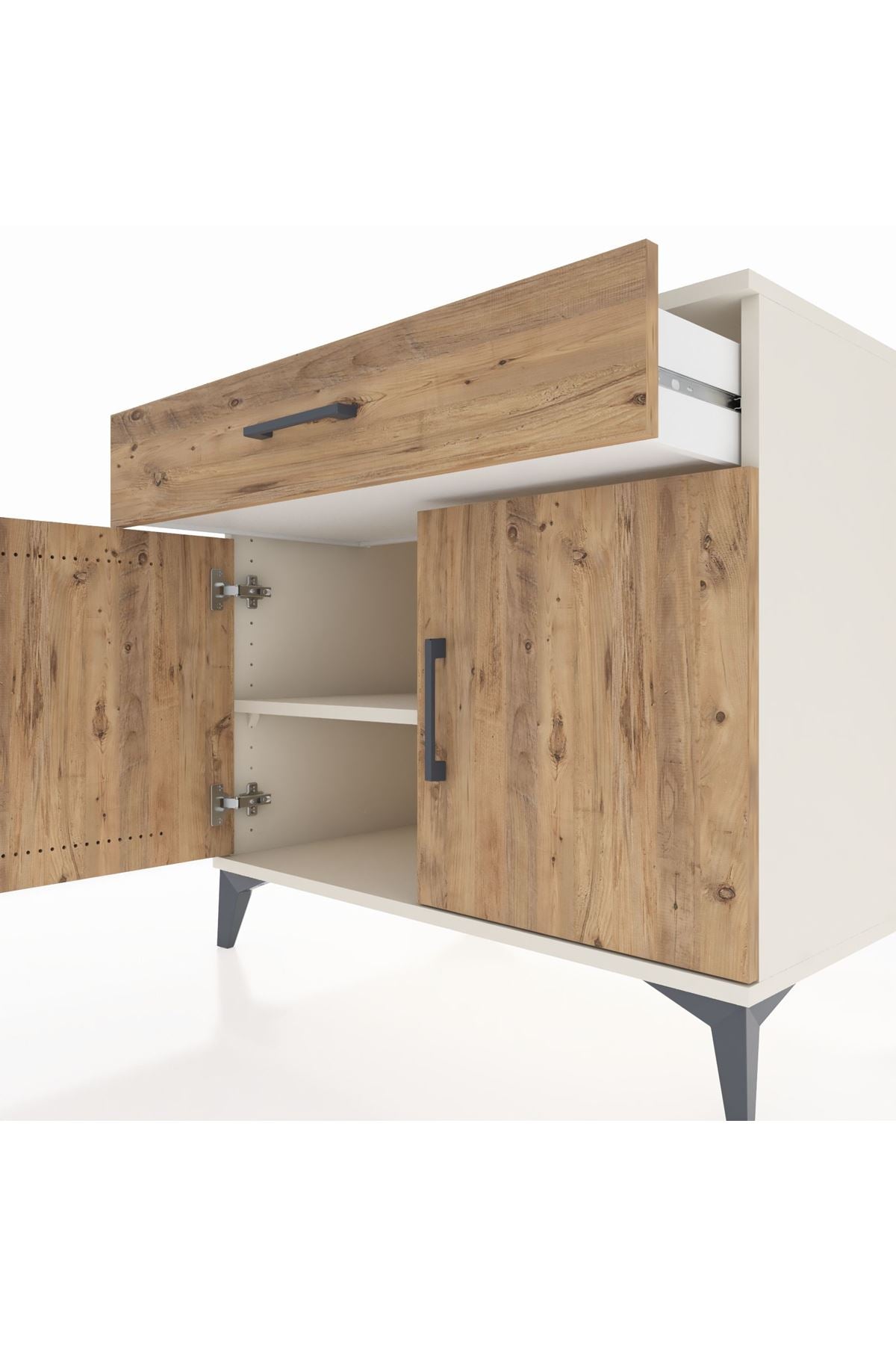 Kronos Şifonyer Tek Raflı Tek Çekmeceli 2 Kapaklı 88x59x80 Aytaşı-Çam