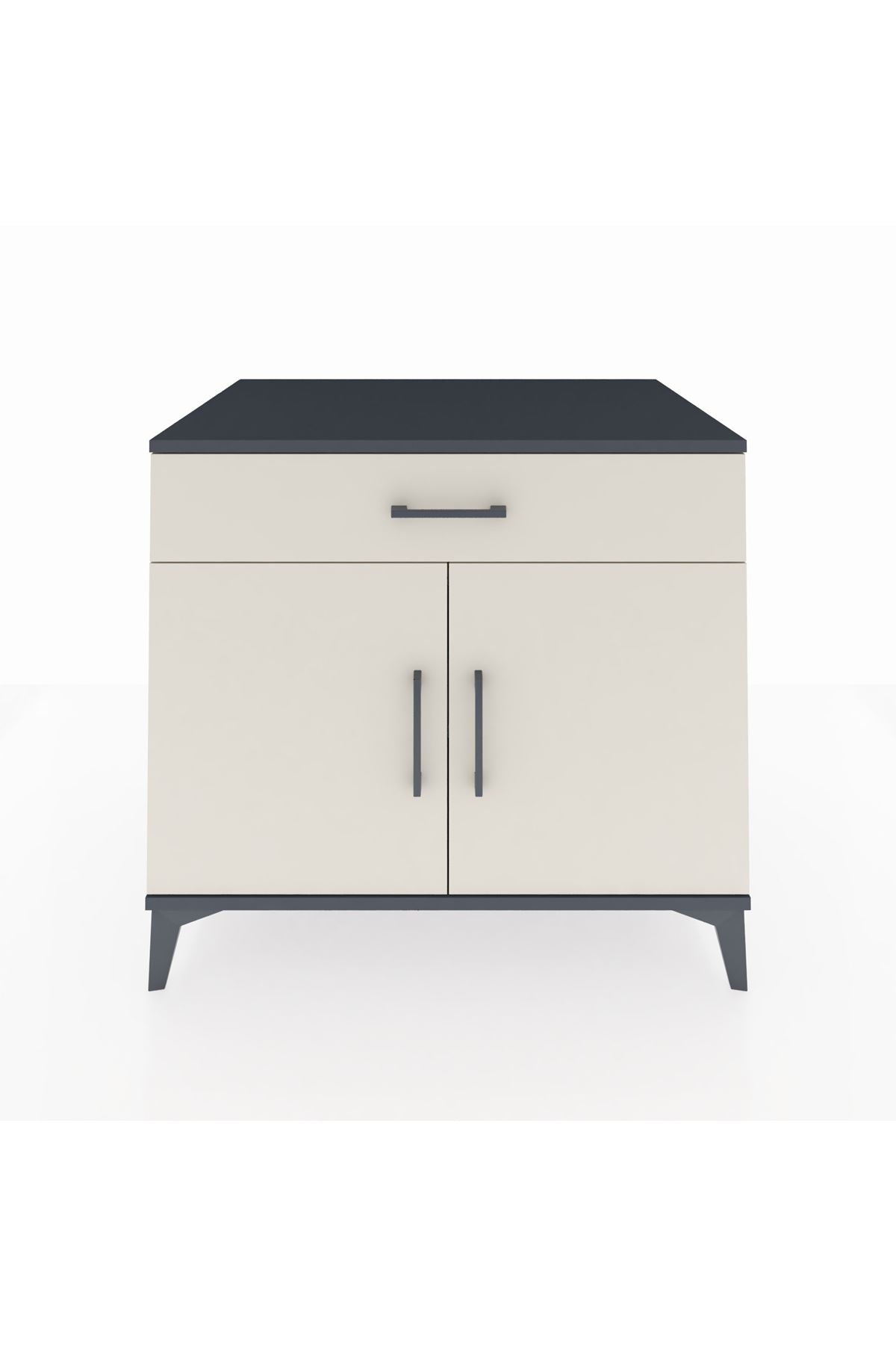 Kronos Şifonyer Tek Raflı Tek Çekmeceli 2 Kapaklı 88x59x80 Antrasit-Aytaşı