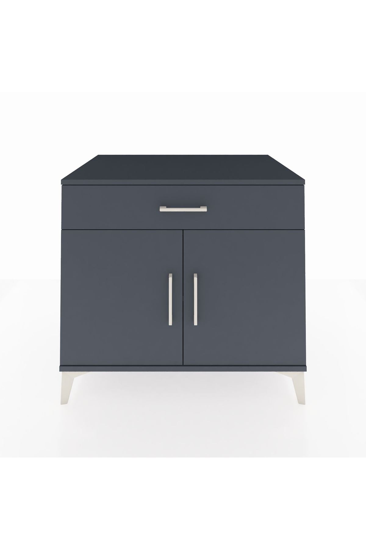 Kronos Şifonyer Tek Raflı Tek Çekmeceli 2 Kapaklı 88x59x80 Antrasit-Antrasit