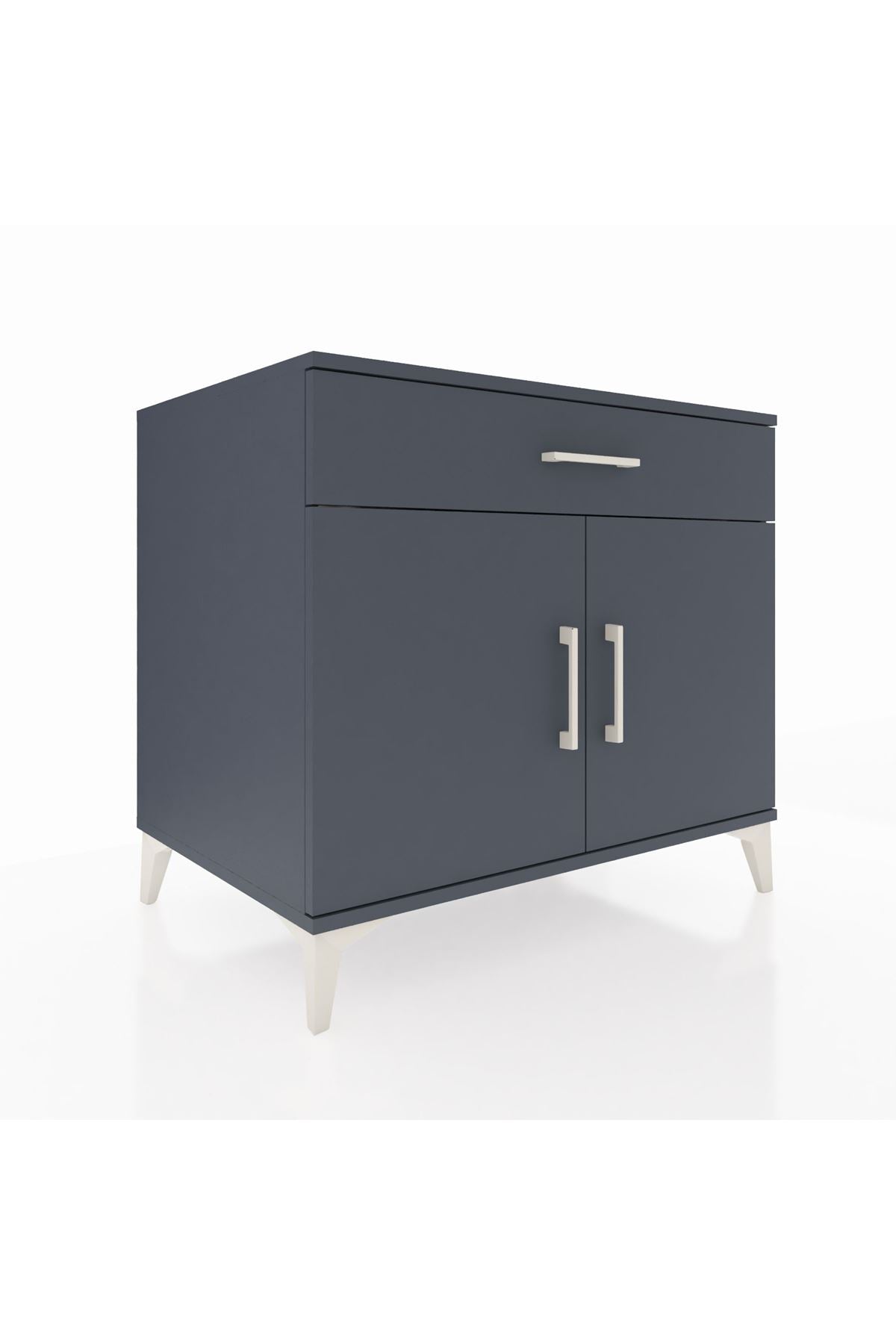 Kronos Şifonyer Tek Raflı Tek Çekmeceli 2 Kapaklı 88x59x80 Antrasit-Antrasit