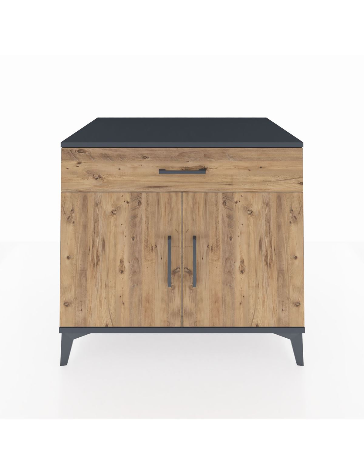 Kronos Şifonyer Tek Raflı Tek Çekmeceli 2 Kapaklı 88x59x80 Antrasit-Çam