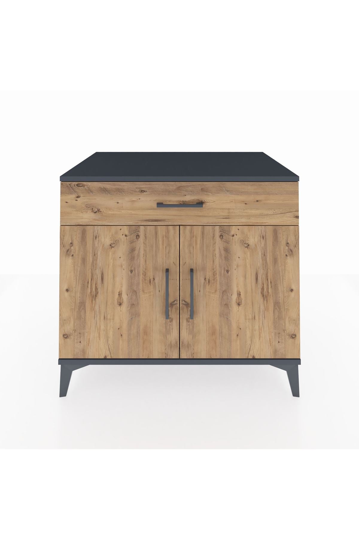 Kronos Şifonyer Tek Raflı Tek Çekmeceli 2 Kapaklı 88x59x80 Antrasit-Çam