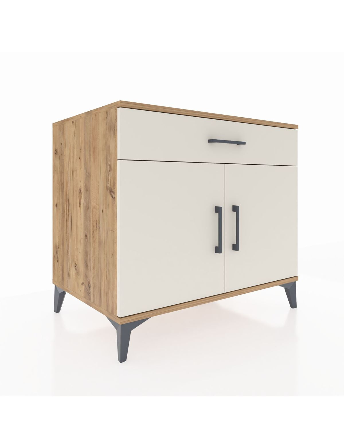 Kronos Şifonyer Tek Raflı Tek Çekmeceli 2 Kapaklı 88x59x80 Çam-Aytaşı