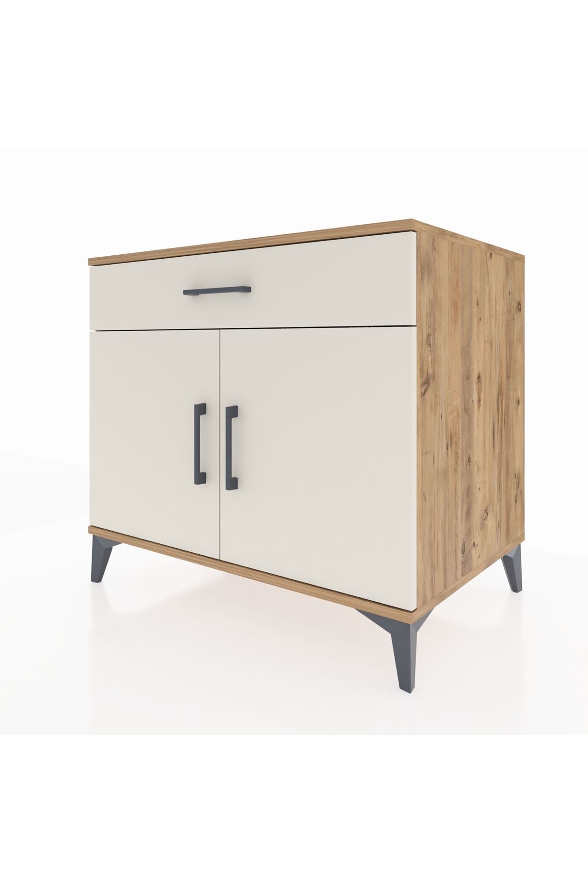 Kronos Şifonyer Tek Raflı Tek Çekmeceli 2 Kapaklı 88x59x80 Çam-Aytaşı