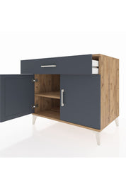 Kronos Şifonyer Tek Raflı Tek Çekmeceli 2 Kapaklı 88x59x80 Çam-Antrasit