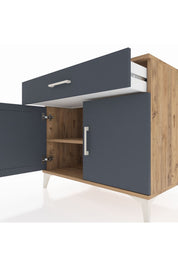 Kronos Şifonyer Tek Raflı Tek Çekmeceli 2 Kapaklı 88x59x80 Çam-Antrasit