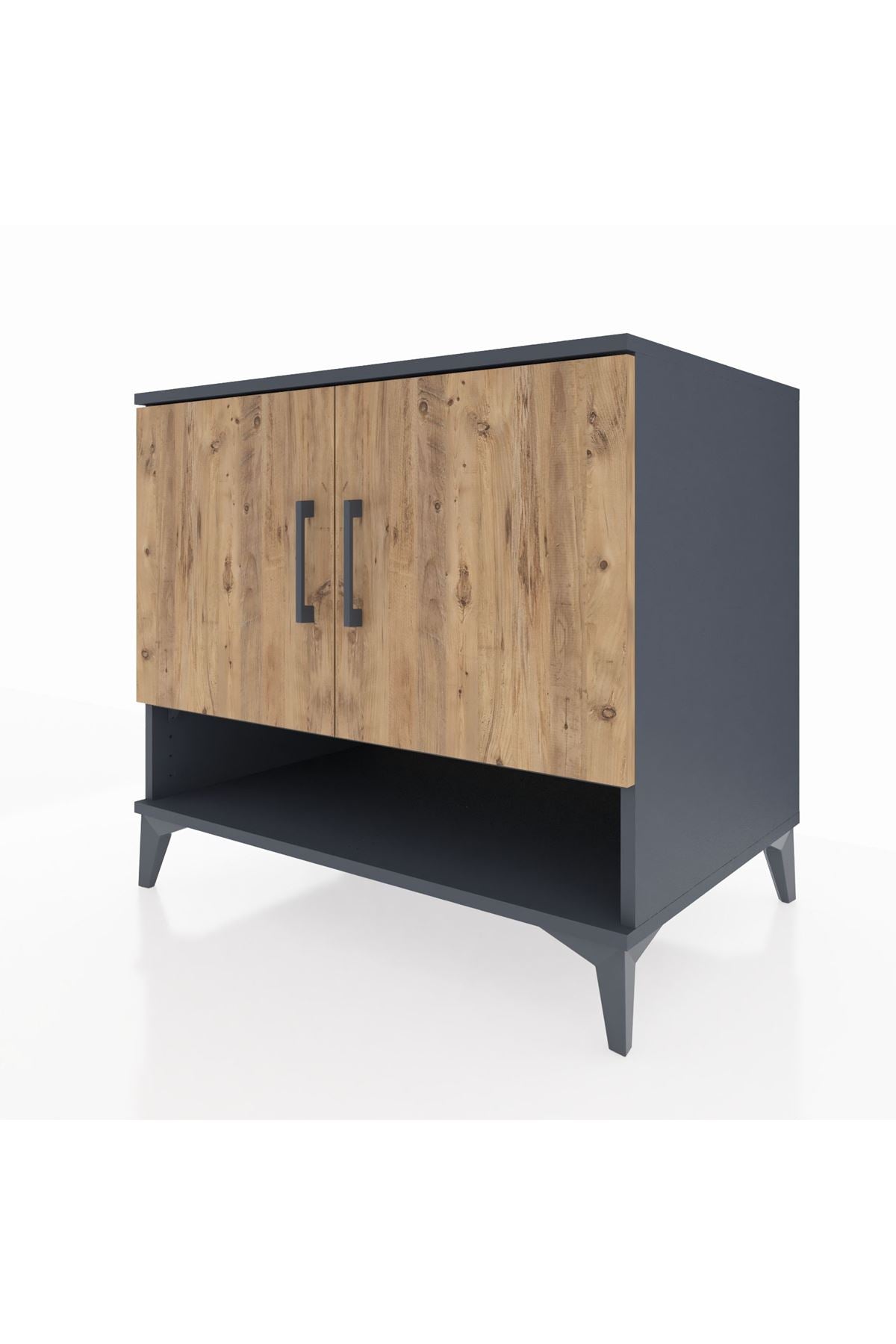 Kronos Şifonyer 2 Raflı 2 Kapaklı 88x59x80 Antrasit-Çam