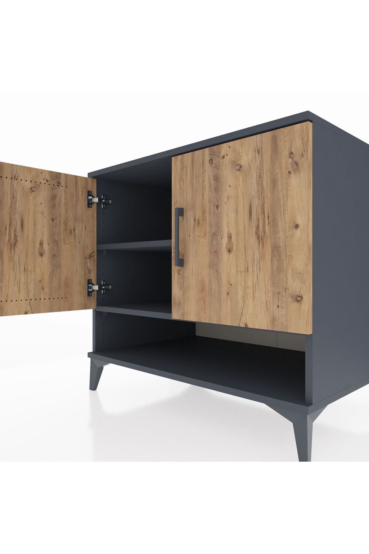 Kronos Şifonyer 2 Raflı 2 Kapaklı 88x59x80 Antrasit-Çam