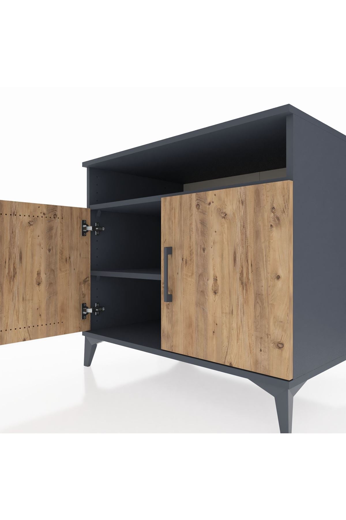 Kronos Şifonyer 2 Raflı 2 Kapaklı 88x59x80 Antrasit-Çam