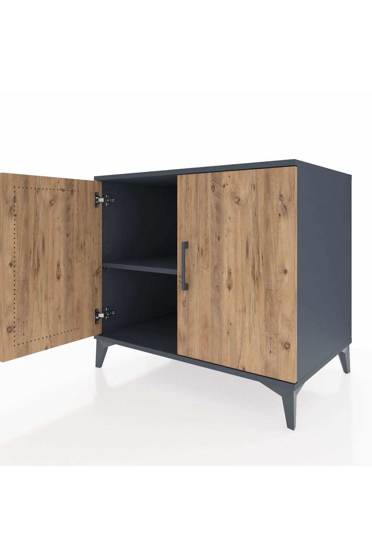 Kronos Şifonyer Tek Raflı 2 Kapaklı 88x59x80 Antrasit-Çam