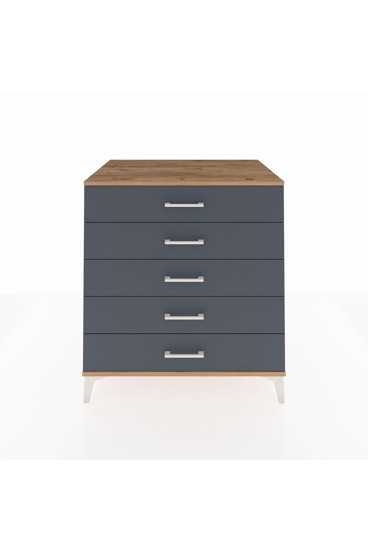 Kronos Şifonyer 5 Çekmeceli 88x59x96 Çam-Antrasit