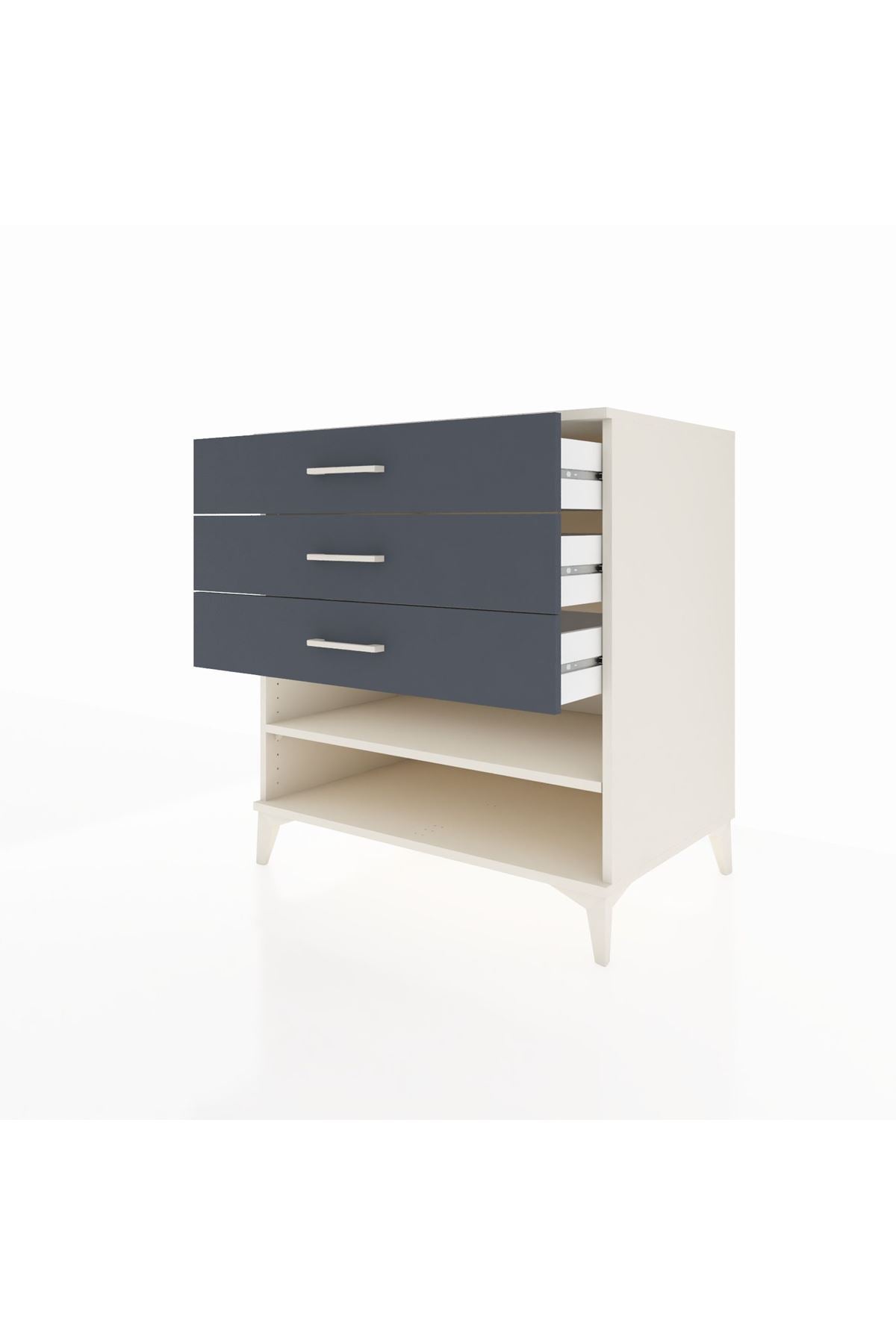 Kronos Şifonyer Tek Raflı 3 Çekmeceli 88x59x96 Aytaşı-Antrasit