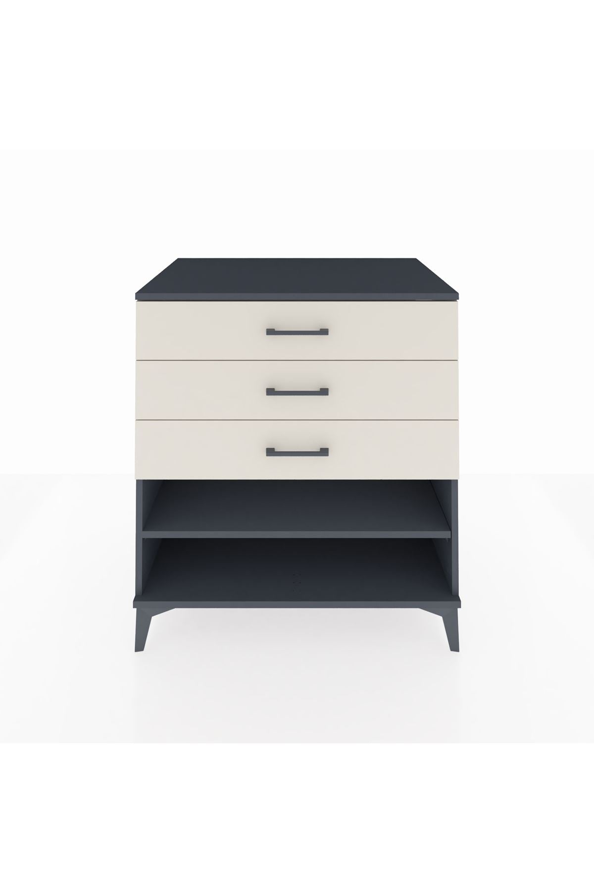 Kronos Şifonyer Tek Raflı 3 Çekmeceli 88x59x96 Antrasit-Aytaşı