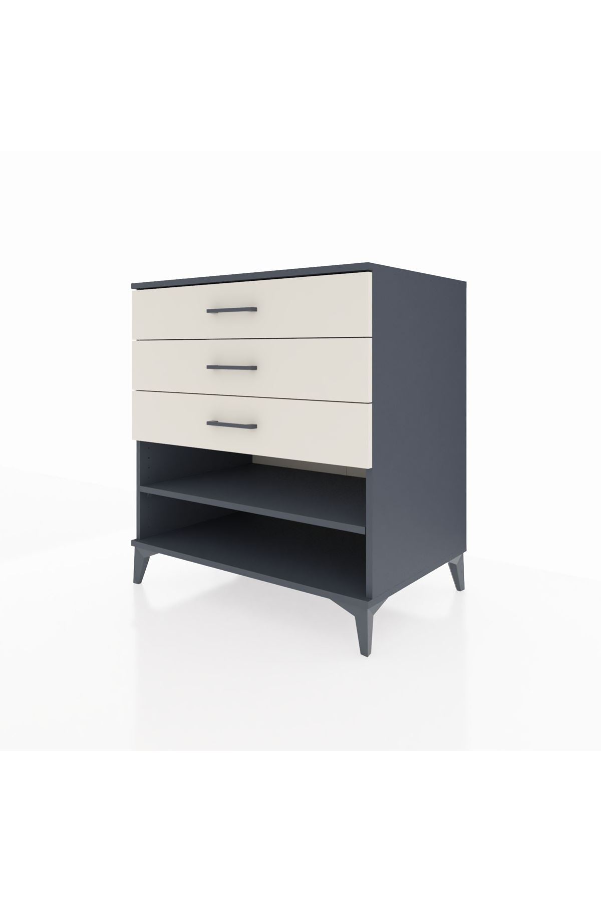 Kronos Şifonyer Tek Raflı 3 Çekmeceli 88x59x96 Antrasit-Aytaşı