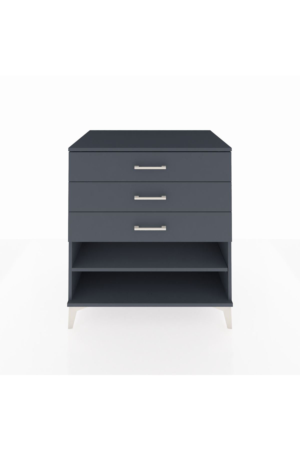 Kronos Şifonyer Tek Raflı 3 Çekmeceli 88x59x96 Antrasit-Antrasit