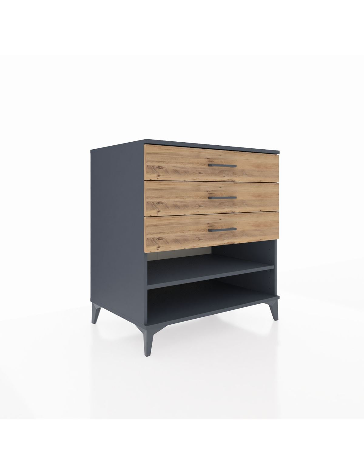 Kronos Şifonyer Tek Raflı 3 Çekmeceli 88x59x96 Antrasit-Çam