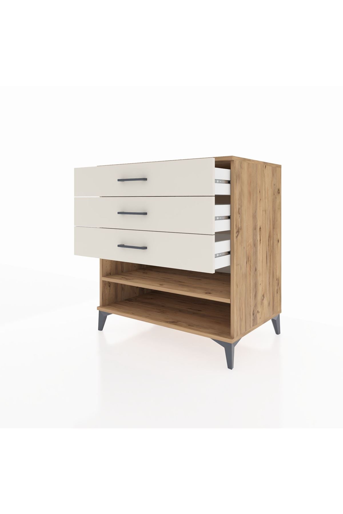 Kronos Şifonyer Tek Raflı 3 Çekmeceli 88x59x96 Çam-Aytaşı