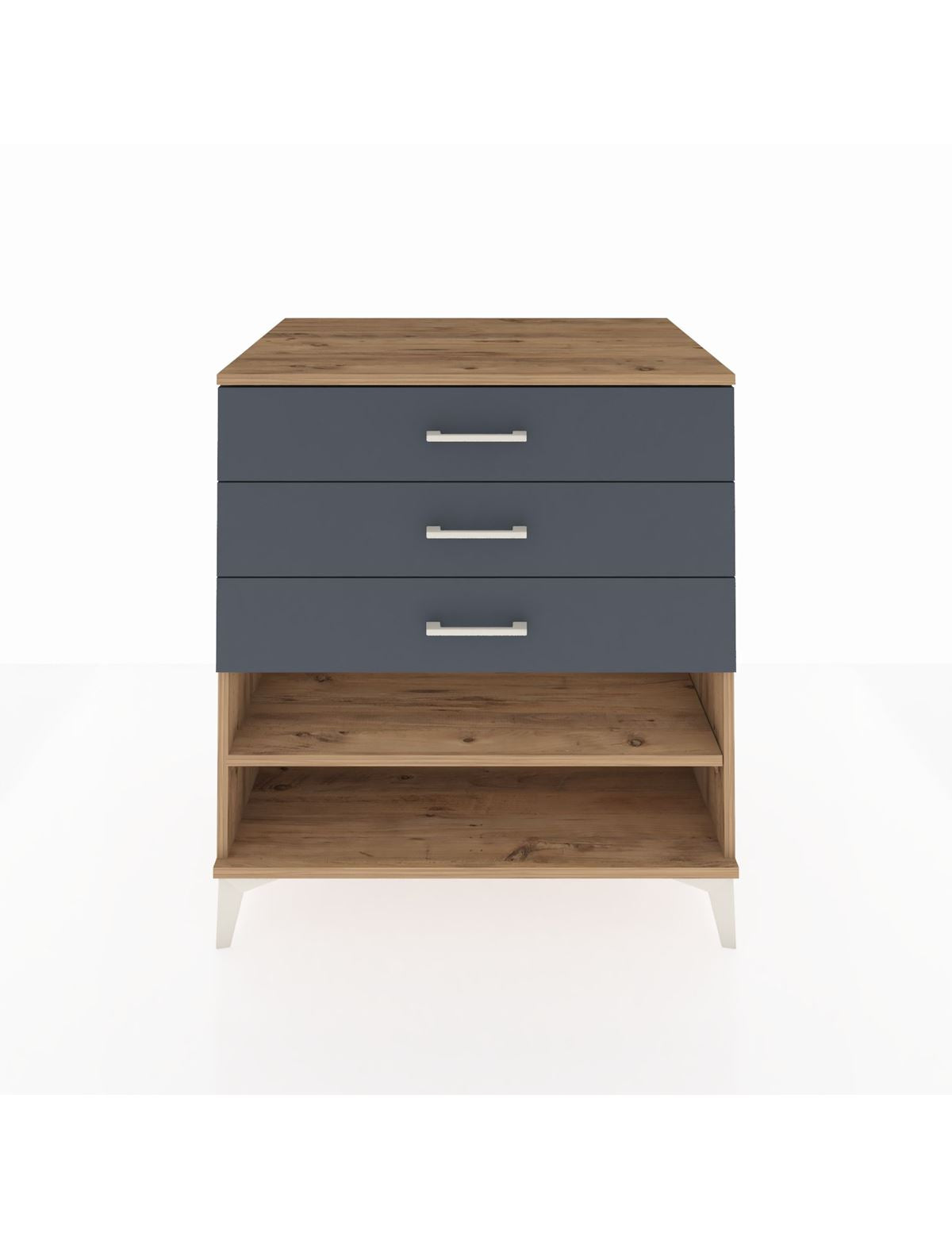 Kronos Şifonyer Tek Raflı 3 Çekmeceli 88x59x96 Çam-Antrasit