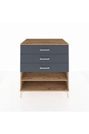 Kronos Şifonyer Tek Raflı 3 Çekmeceli 88x59x96 Çam-Antrasit