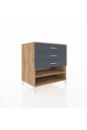 Kronos Şifonyer Tek Raflı 3 Çekmeceli 88x59x96 Çam-Antrasit