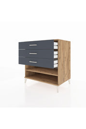 Kronos Şifonyer Tek Raflı 3 Çekmeceli 88x59x96 Çam-Antrasit