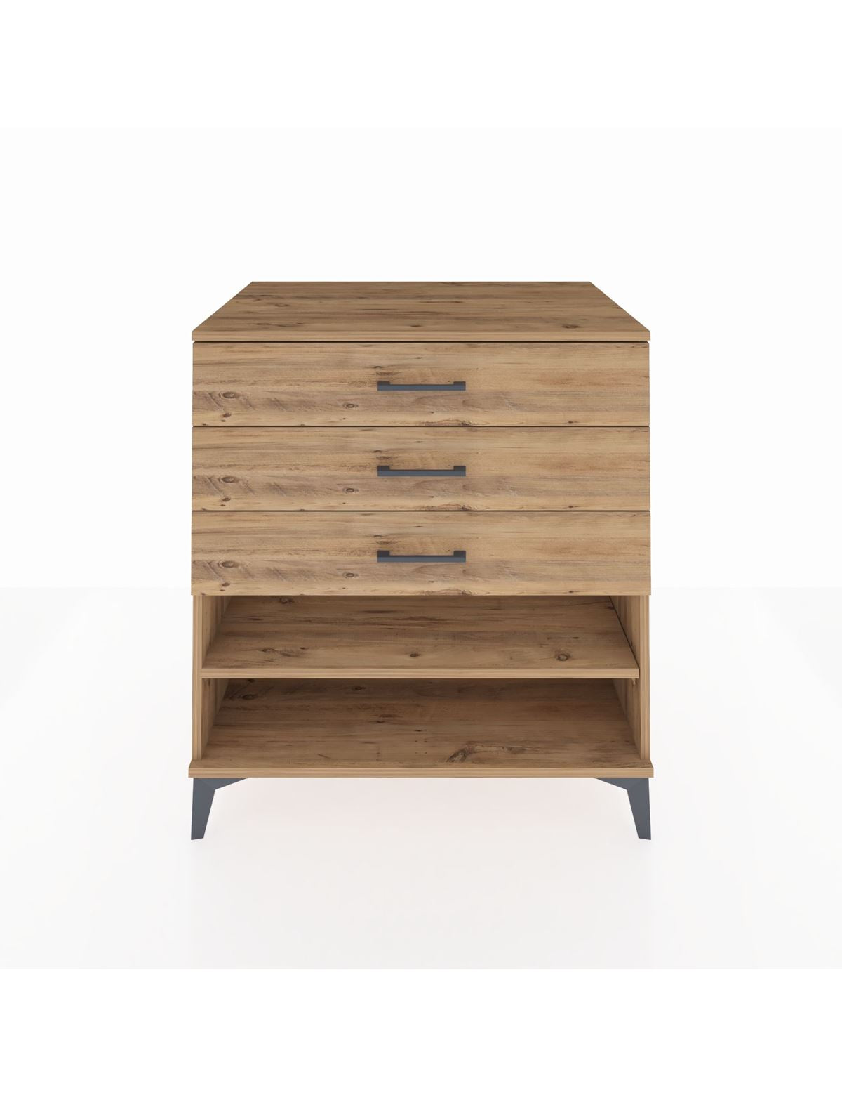 Kronos Şifonyer Tek Raflı 3 Çekmeceli 88x59x96 Çam-Çam