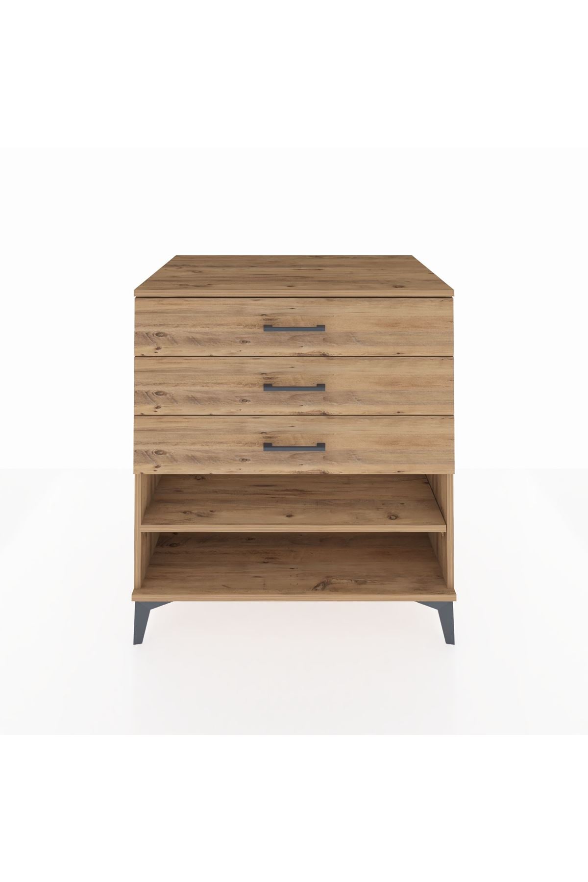 Kronos Şifonyer Tek Raflı 3 Çekmeceli 88x59x96 Çam-Çam