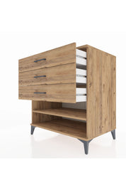 Kronos Şifonyer Tek Raflı 3 Çekmeceli 88x59x96 Çam-Çam