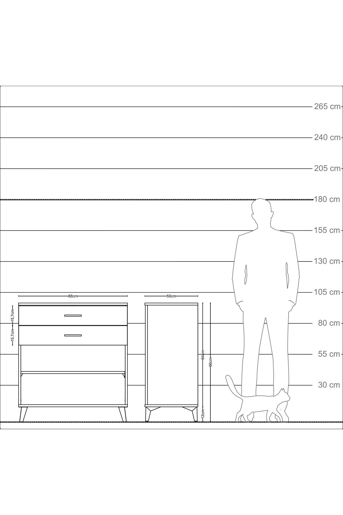 Kronos Şifonyer Tek Raflı 2 Çekmeceli 88x59x96 Aytaşı-Aytaşı