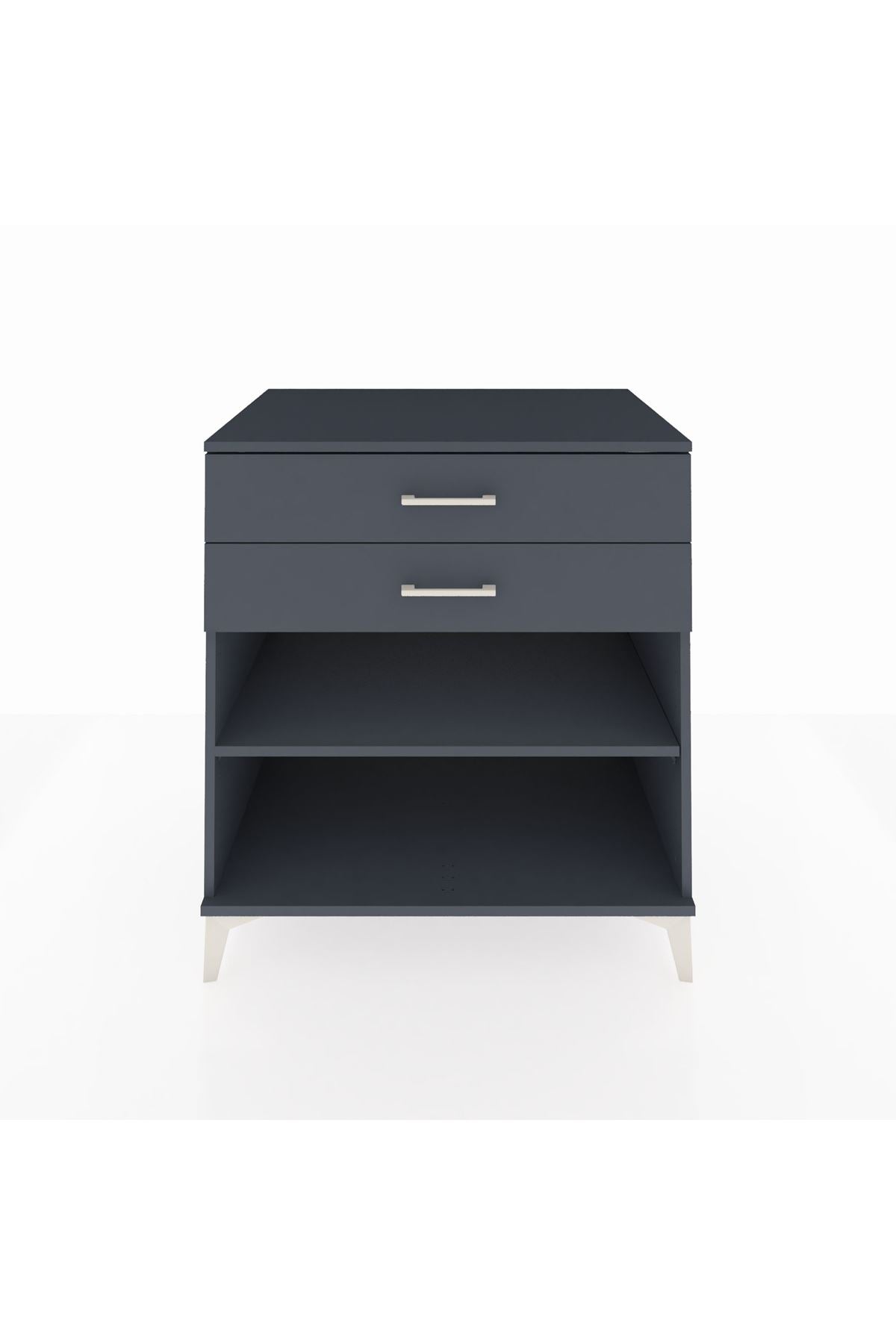 Kronos Şifonyer Tek Raflı 2 Çekmeceli 88x59x96 Antrasit-Antrasit