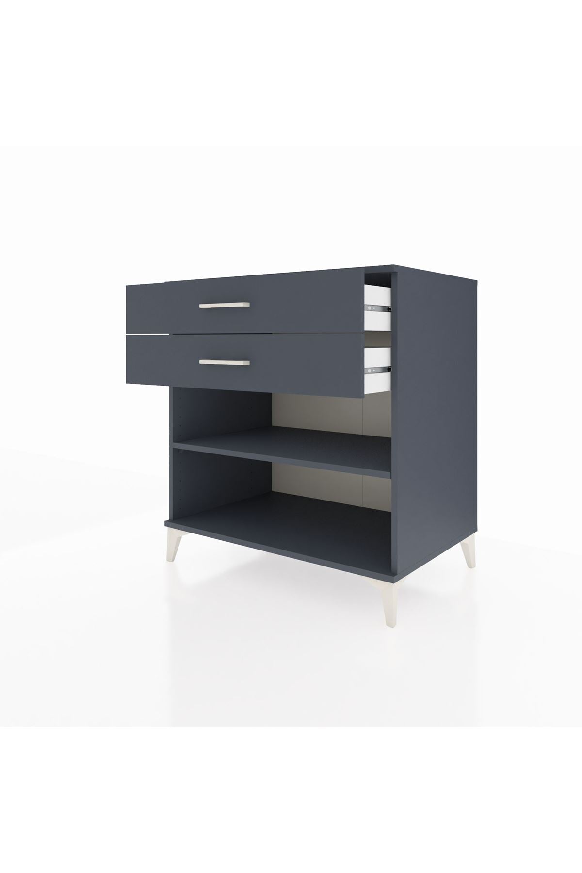 Kronos Şifonyer Tek Raflı 2 Çekmeceli 88x59x96 Antrasit-Antrasit