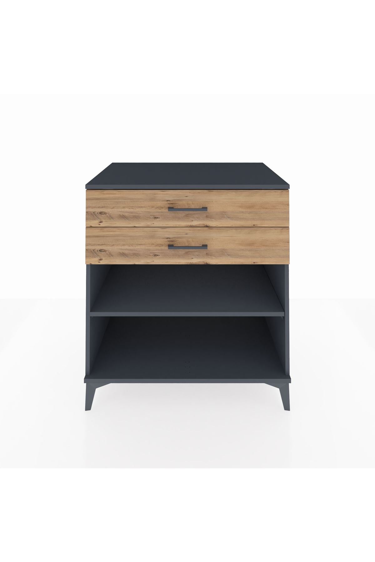 Kronos Şifonyer Tek Raflı 2 Çekmeceli 88x59x96 Antrasit-Çam