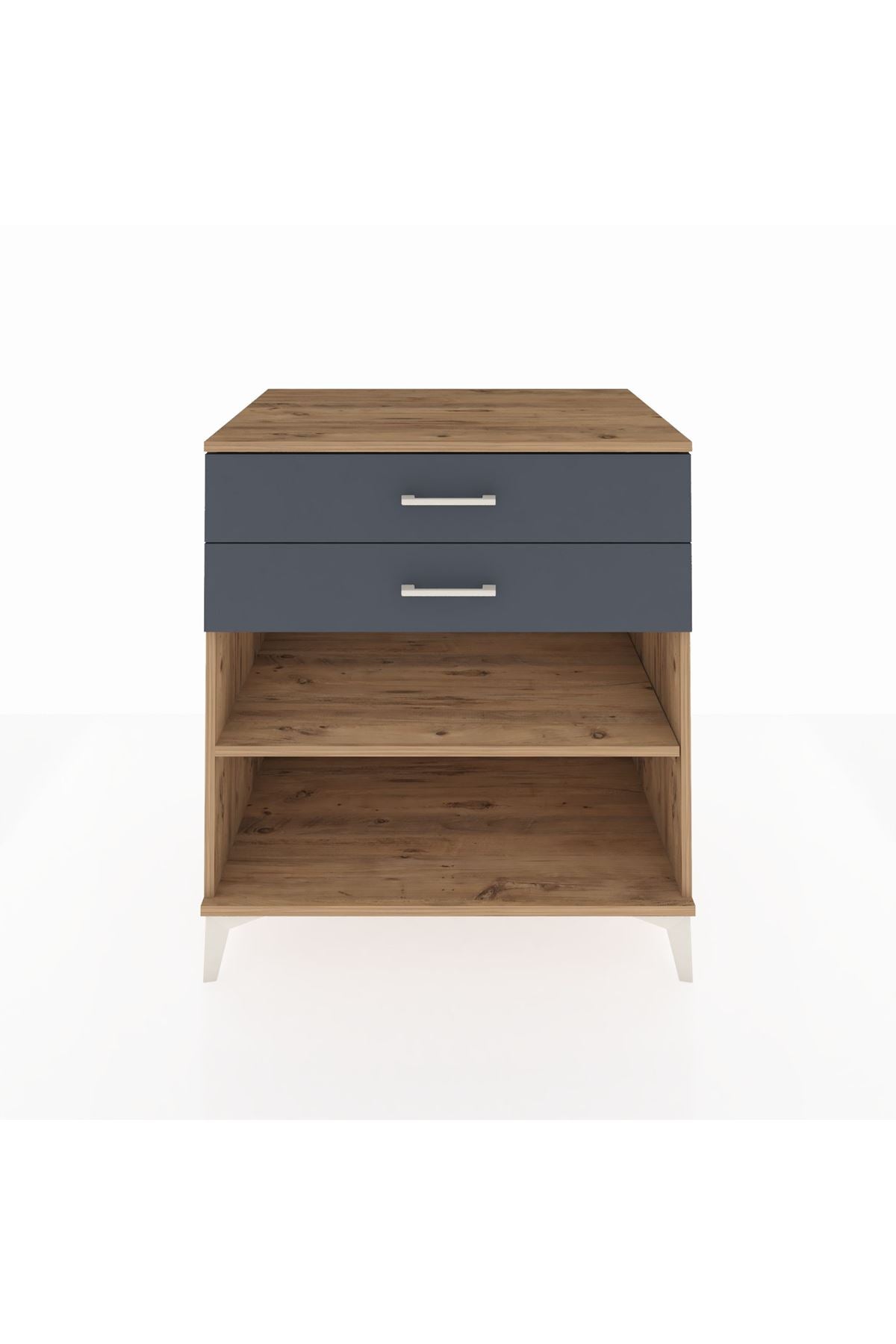 Kronos Şifonyer Tek Raflı 2 Çekmeceli 88x59x96 Çam-Antrasit