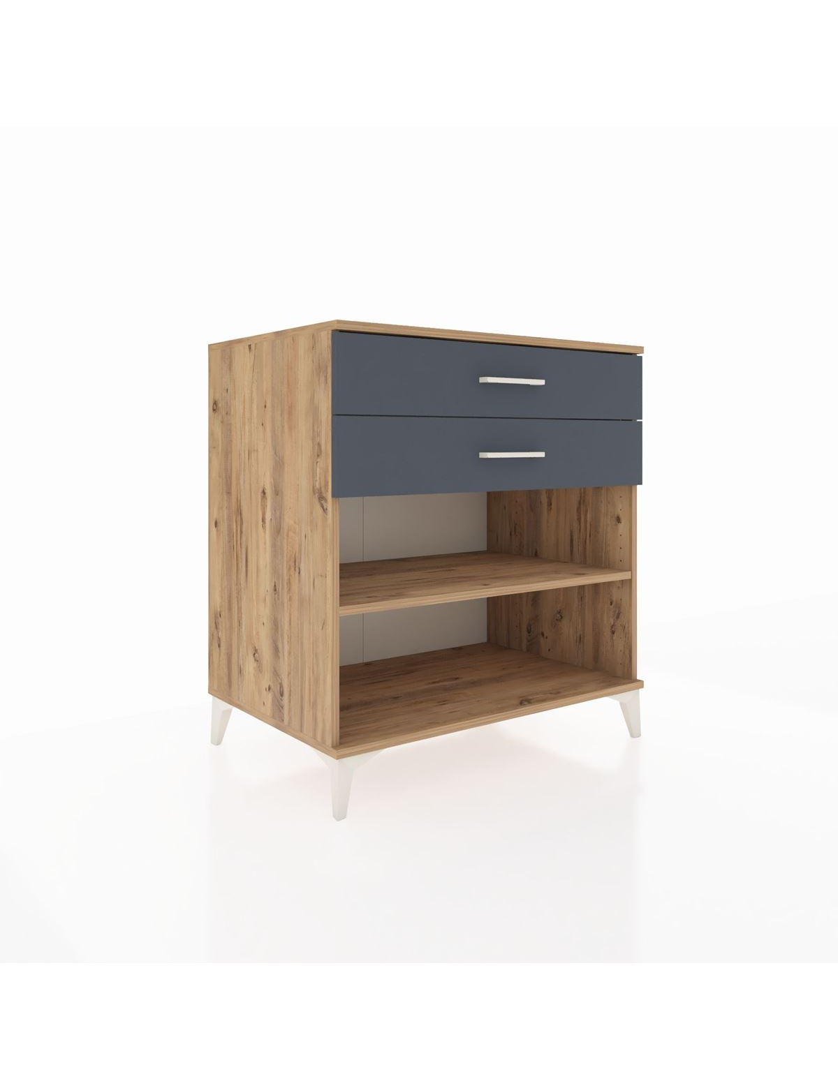 Kronos Şifonyer Tek Raflı 2 Çekmeceli 88x59x96 Çam-Antrasit