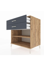 Kronos Şifonyer Tek Raflı 2 Çekmeceli 88x59x96 Çam-Antrasit