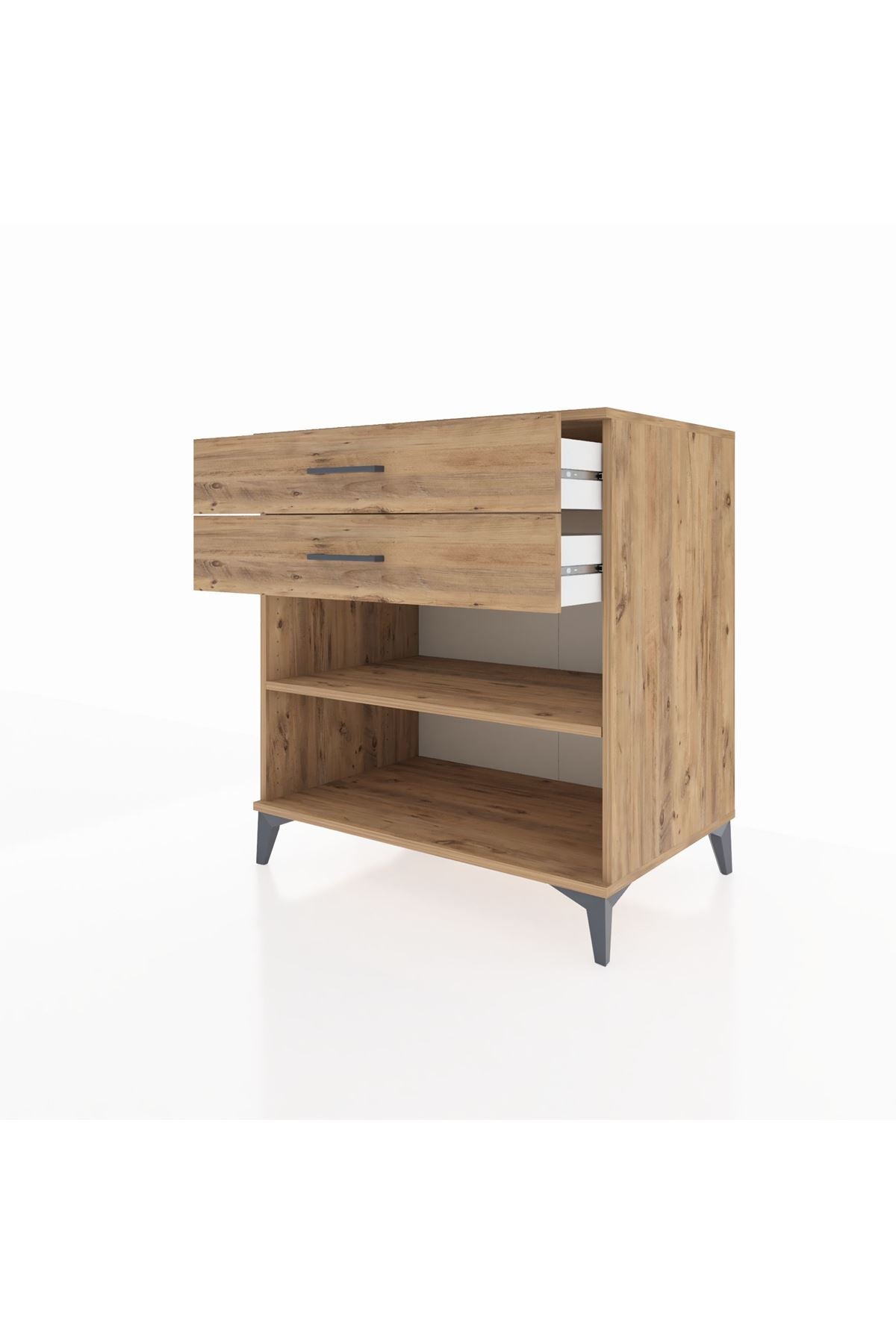 Kronos Şifonyer Tek Raflı 2 Çekmeceli 88x59x96 Çam-Çam