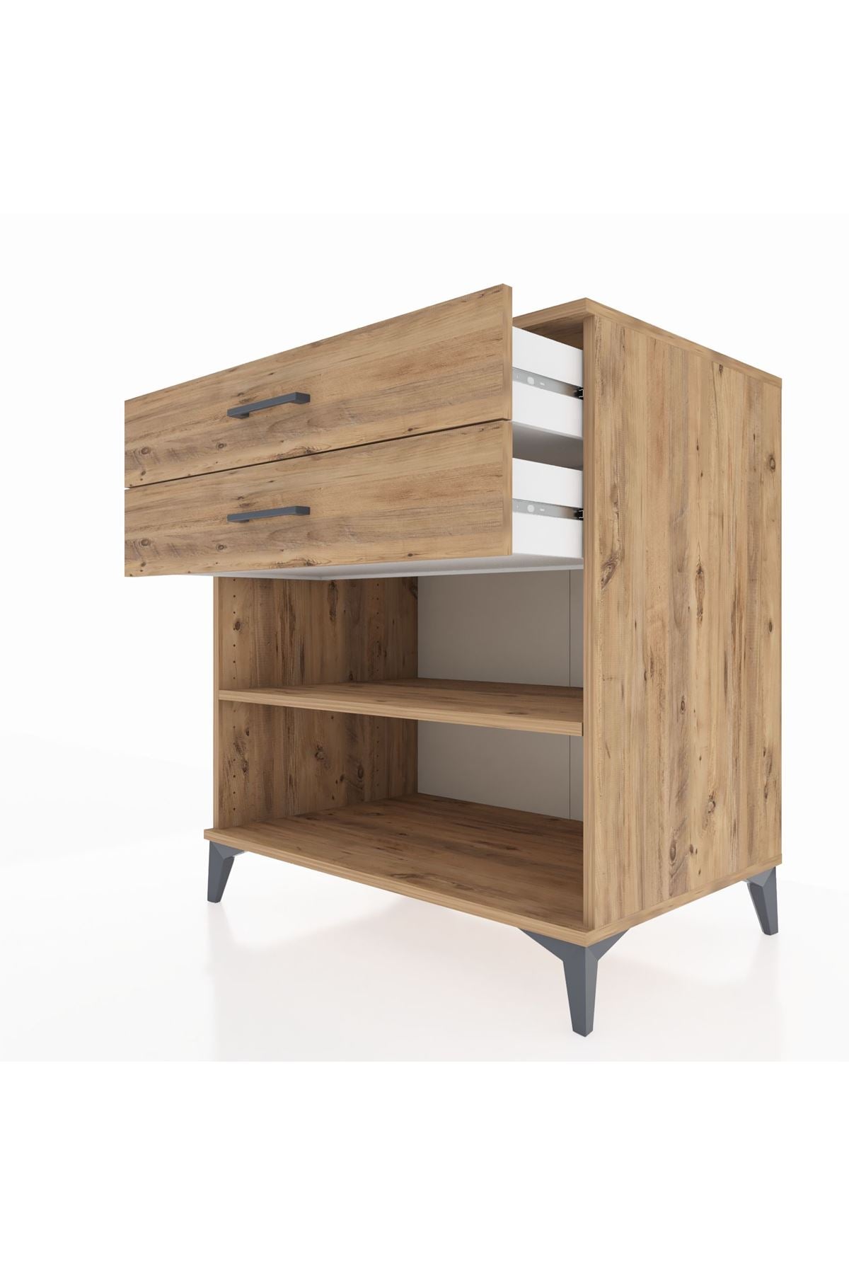 Kronos Şifonyer Tek Raflı 2 Çekmeceli 88x59x96 Çam-Çam