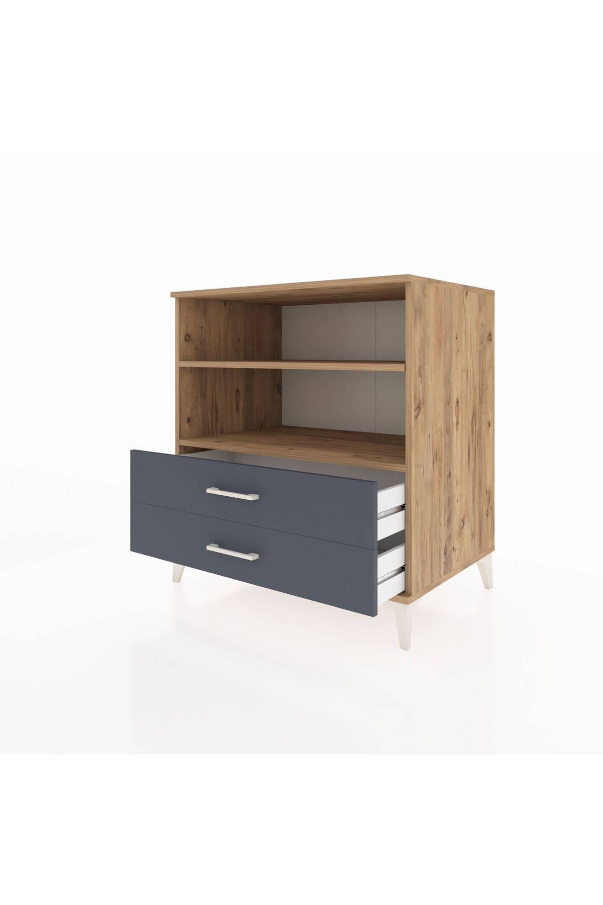 Kronos Şifonyer 2 Raflı 2 Çekmeceli 88x59x96 Çam-Antrasit