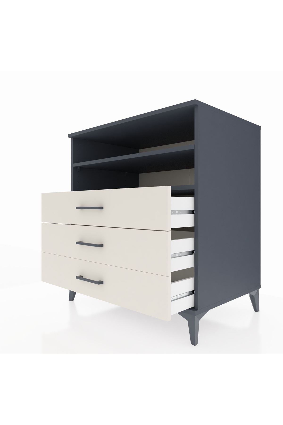 Kronos Şifonyer 2 Raflı 3 Çekmeceli 88x59x96 Antrasit-Aytaşı