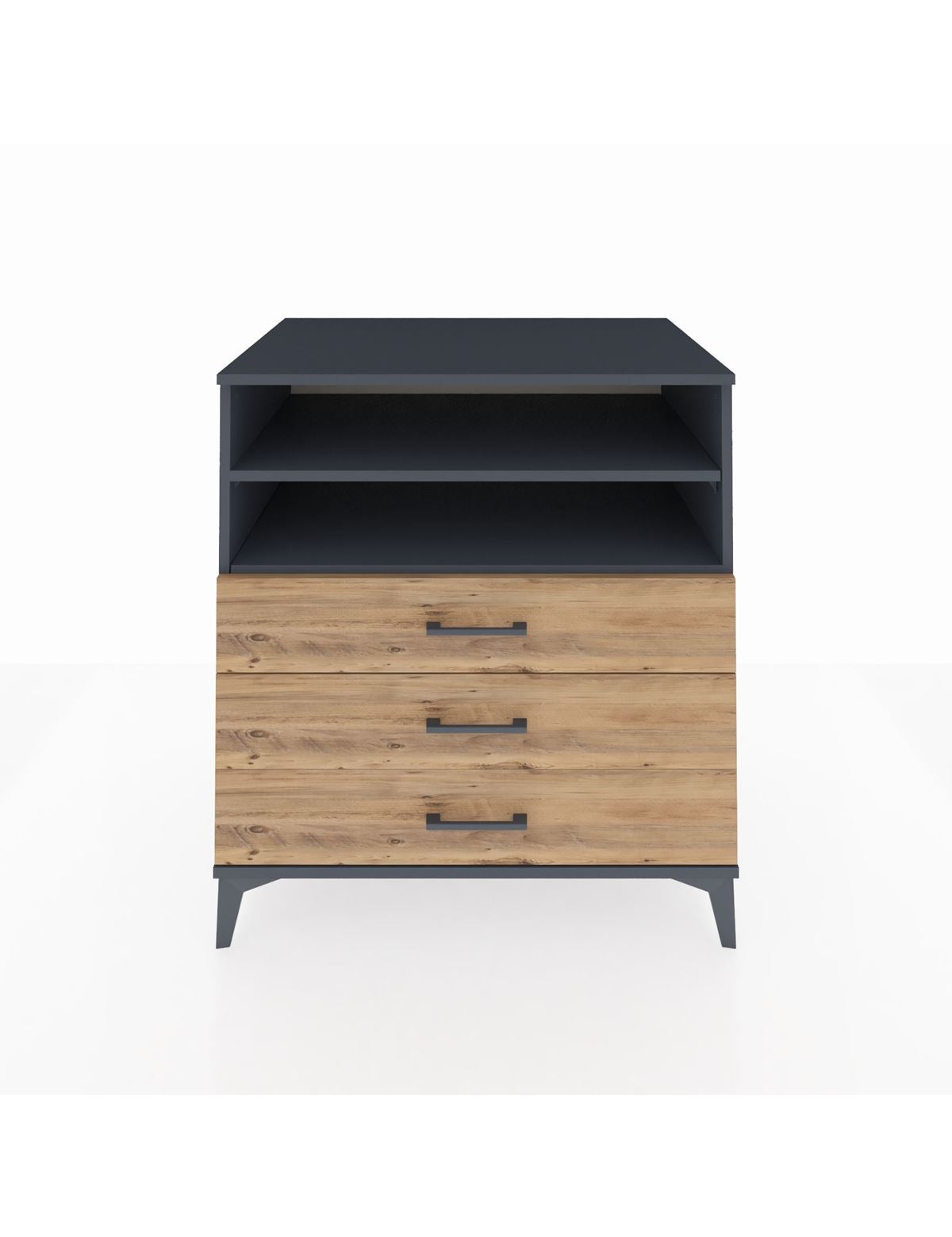 Kronos Şifonyer 2 Raflı 3 Çekmeceli 88x59x96 Antrasit-Çam