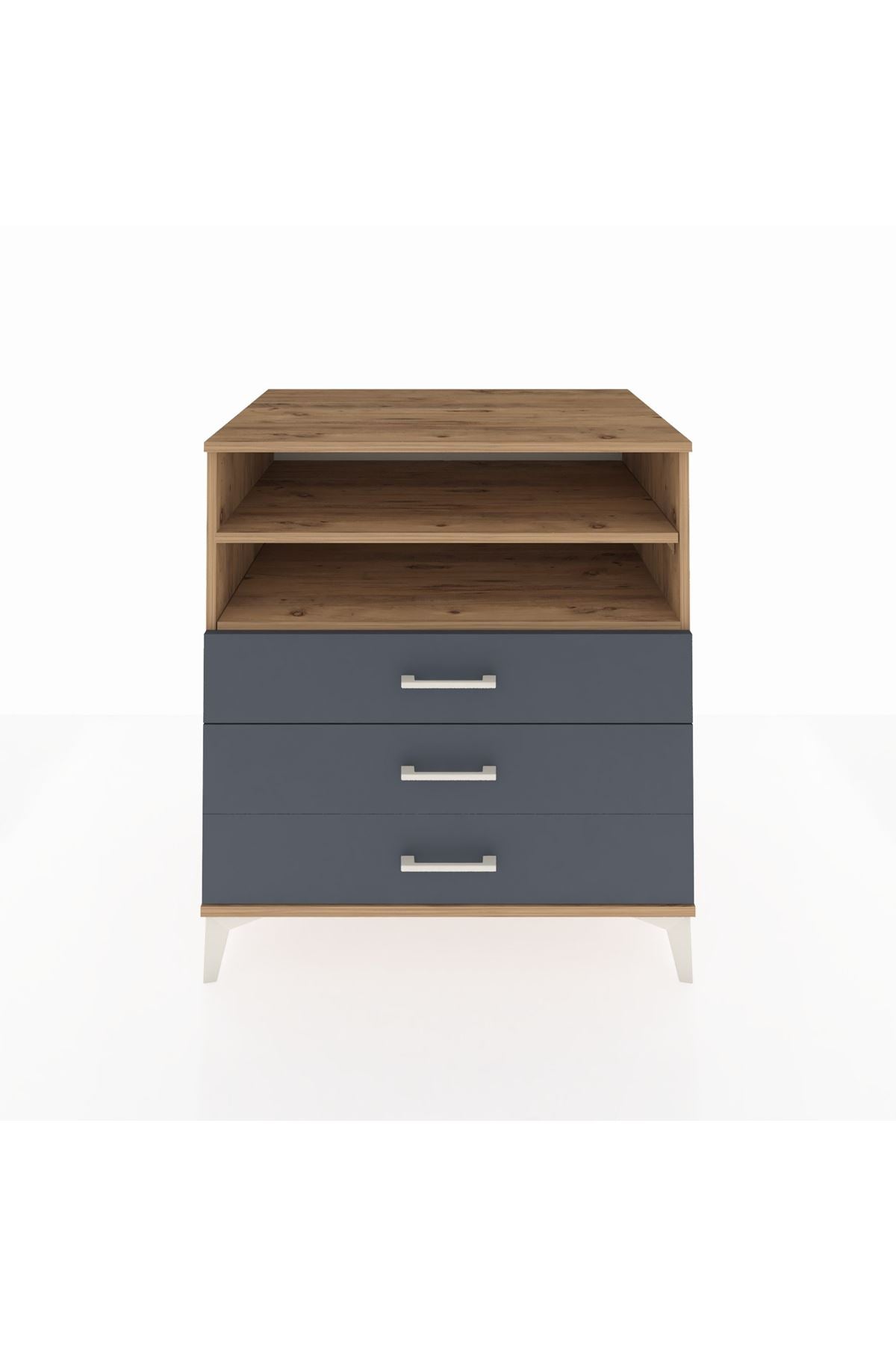 Kronos Şifonyer 2 Raflı 3 Çekmeceli 88x59x96 Çam-Antrasit