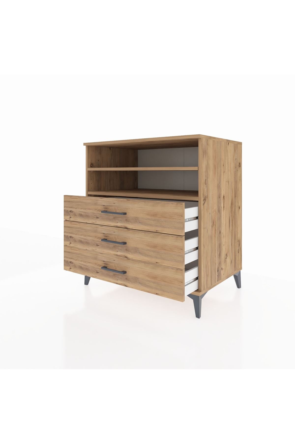 Kronos Şifonyer 2 Raflı 3 Çekmeceli 88x59x96 Çam-Çam