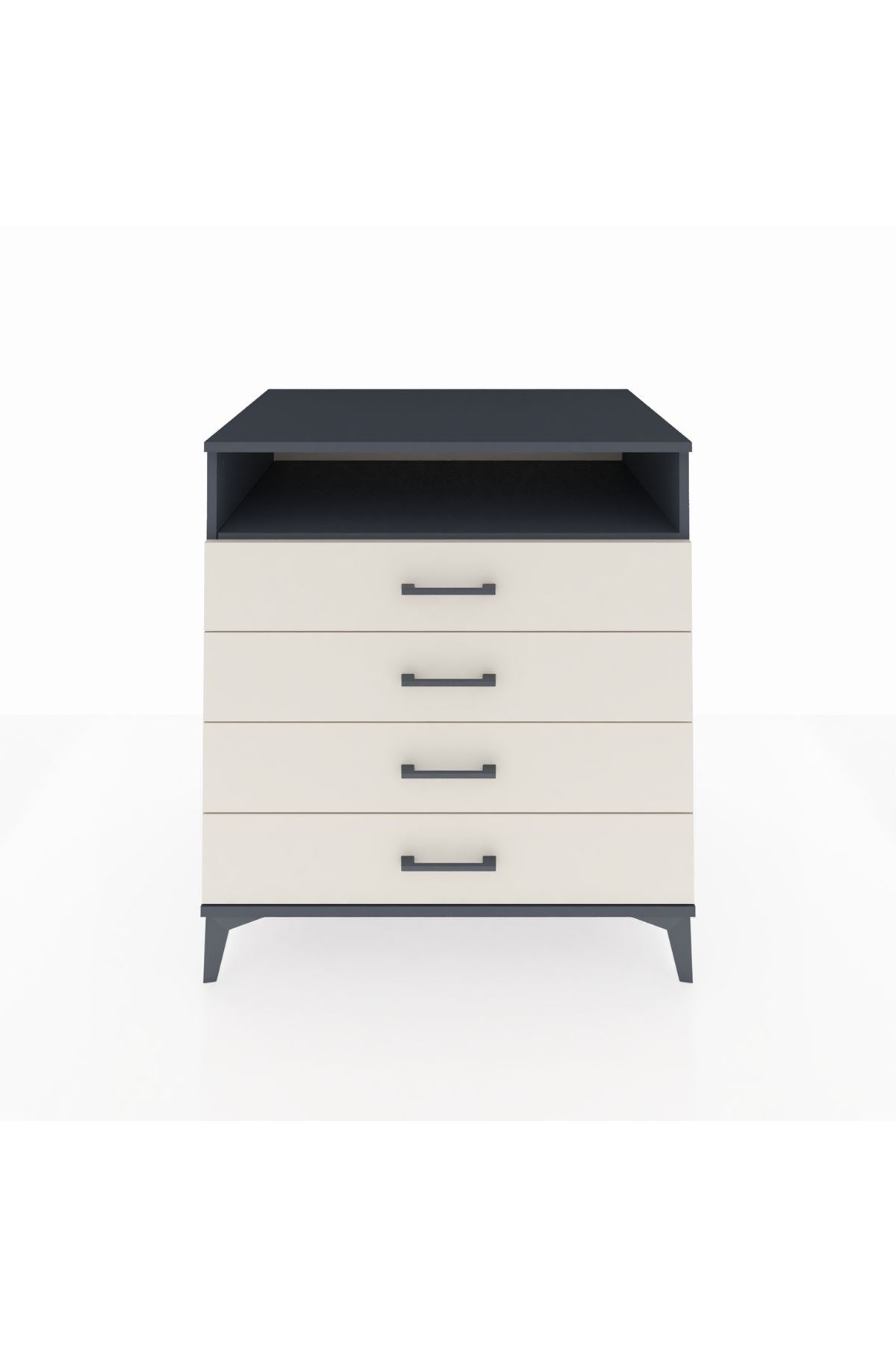 Kronos Şifonyer Tek Raflı 4 Çekmeceli 88x59x96 Antrasit-Aytaşı