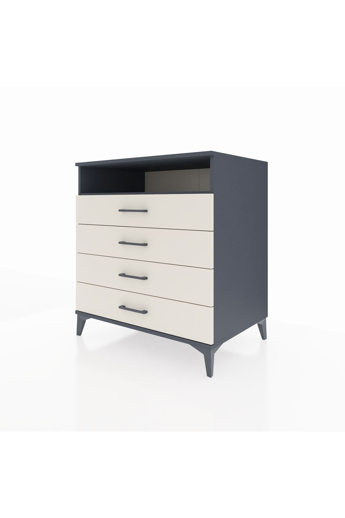 Kronos Şifonyer Tek Raflı 4 Çekmeceli 88x59x96 Antrasit-Aytaşı