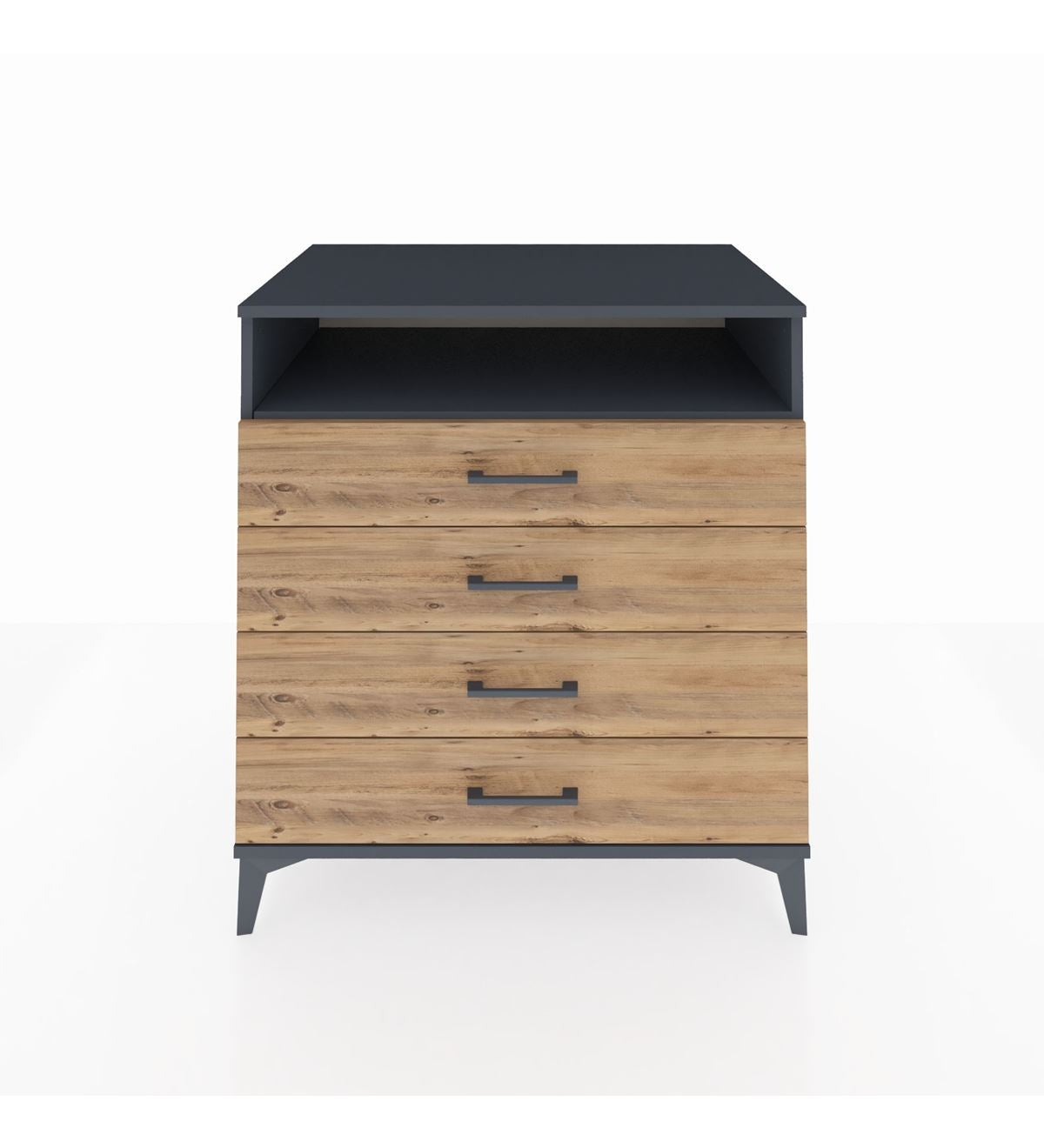 Kronos Şifonyer Tek Raflı 4 Çekmeceli 88x59x96 Antrasit-Çam