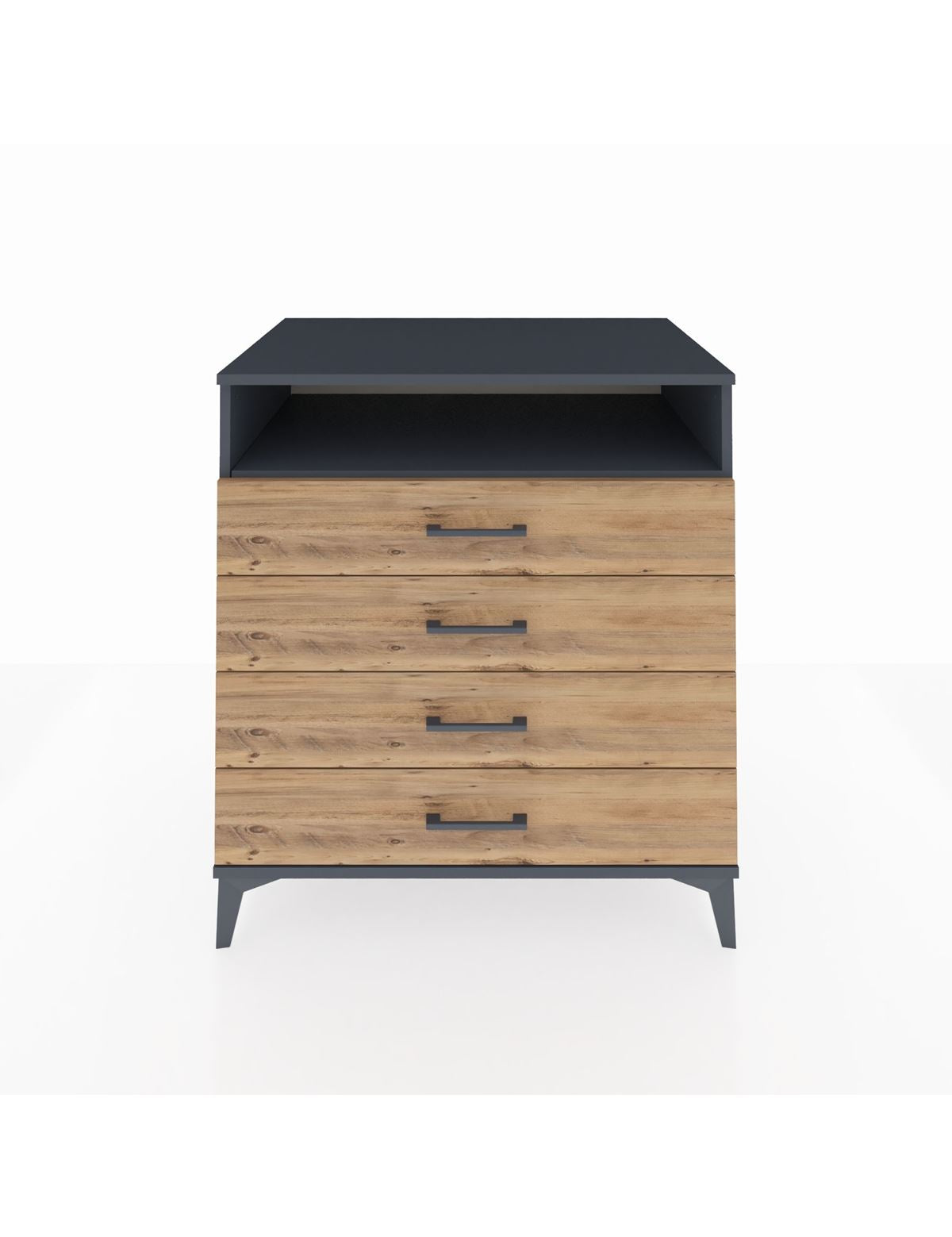 Kronos Şifonyer Tek Raflı 4 Çekmeceli 88x59x96 Antrasit-Çam