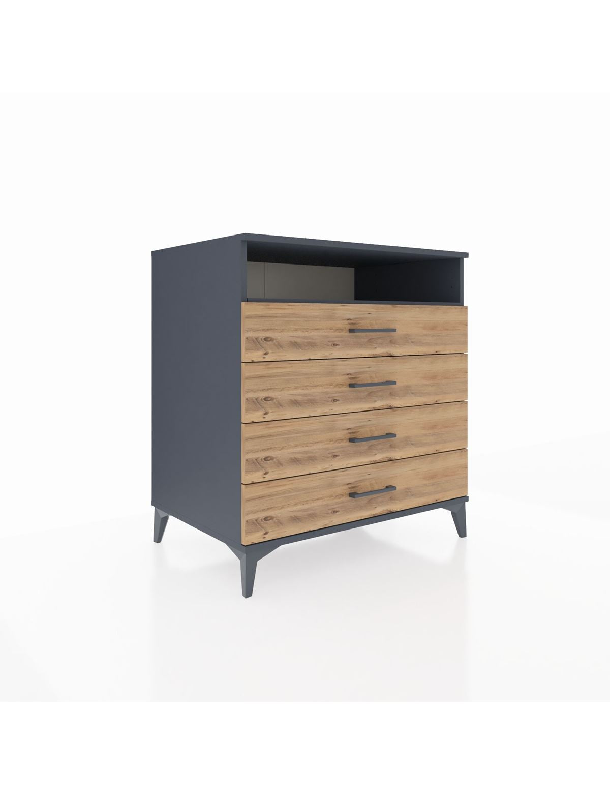 Kronos Şifonyer Tek Raflı 4 Çekmeceli 88x59x96 Antrasit-Çam