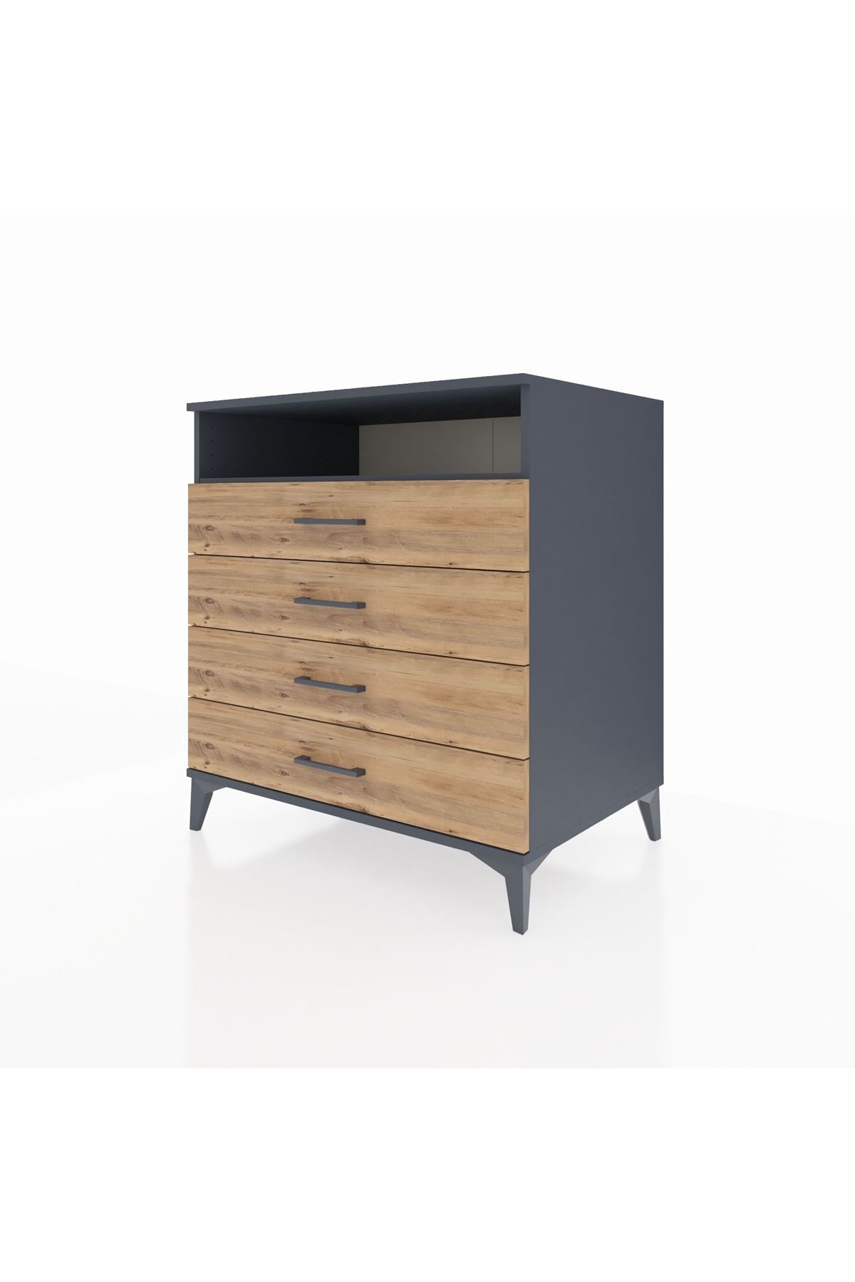 Kronos Şifonyer Tek Raflı 4 Çekmeceli 88x59x96 Antrasit-Çam