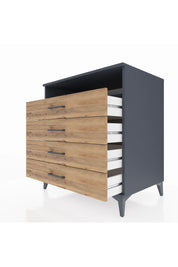 Kronos Şifonyer Tek Raflı 4 Çekmeceli 88x59x96 Antrasit-Çam