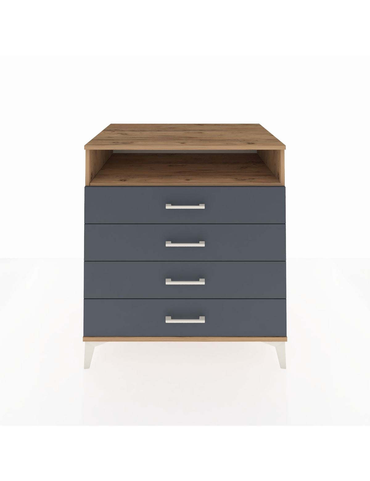 Kronos Şifonyer Tek Raflı 4 Çekmeceli 88x59x96 Çam-Antrasit